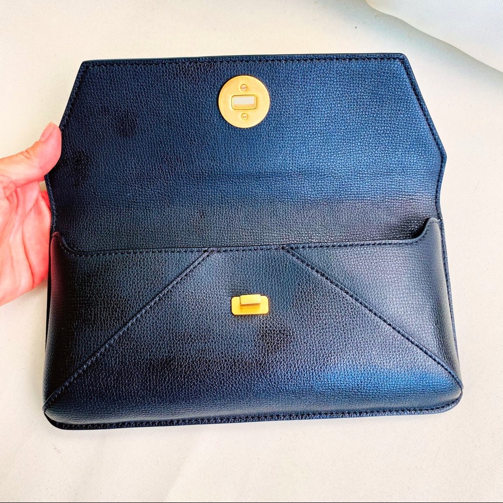Tory Burch Black Kira Envelope Clutch EUC - Picture 7 of 9